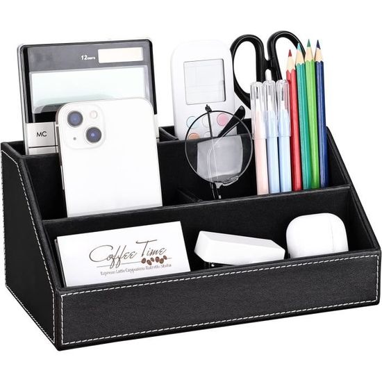 Richblue Organisateur De Bureau Multifonctions Pot A Crayon En Cuir Rangement Bureau