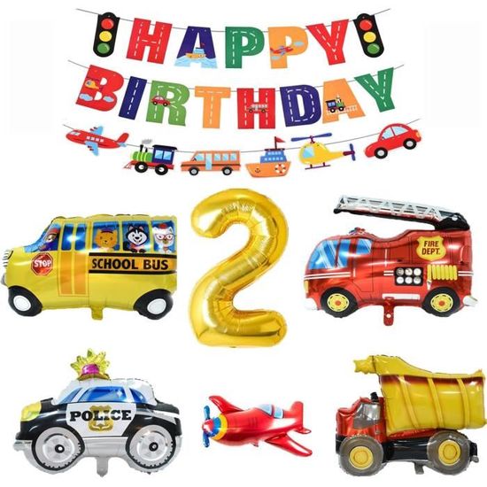 Auto Geburtstag Deko,Geburtstagsdeko Jungen 2 Jahre,Deko 2. Geburtstag  Junge,Geburtstagsdeko Auto-Groß Folienballon Auto,Bir[u17855] - Cdiscount  Maison