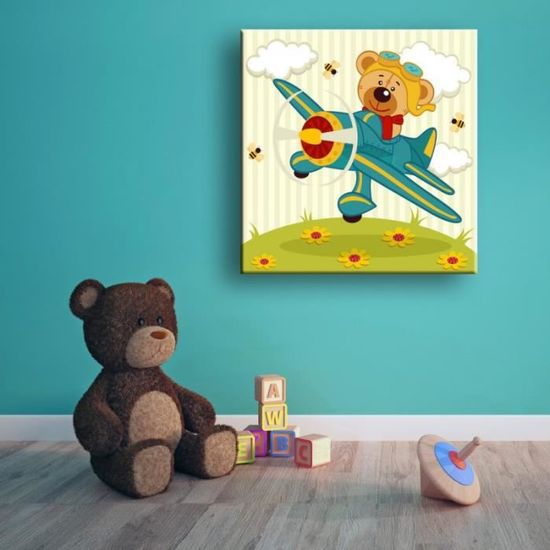 Tableau Ourson Pilote Sens Inverse 30 X 30 Cm Cdiscount Maison