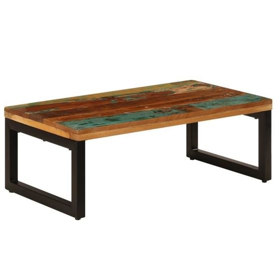 Luxe'6908Ergonomique -Table basse décor scandinave - Table de salon Table de thé Table gigogne 100x50x35 cm Bois de récupération sol