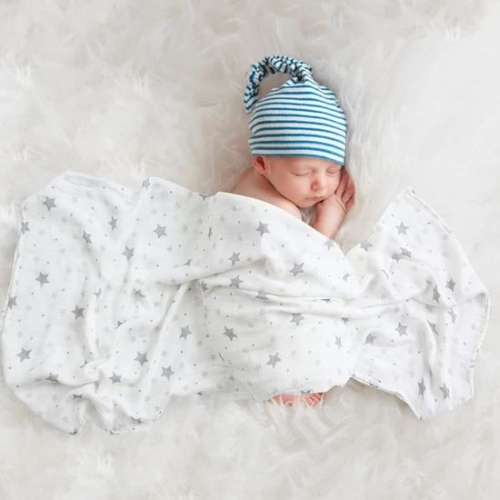 Couverture en mousseline pour bébé, 102 x 102 cm, 100 % coton biologique,  couverture