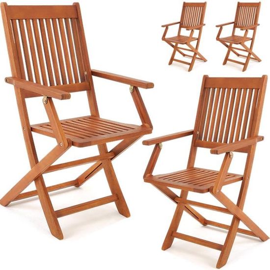 Set de 4 chaises de jardin pliantes "Sydney" en bois d'acacia certifié FSC® pour salon de jardin sydney accoudoirs extérieur