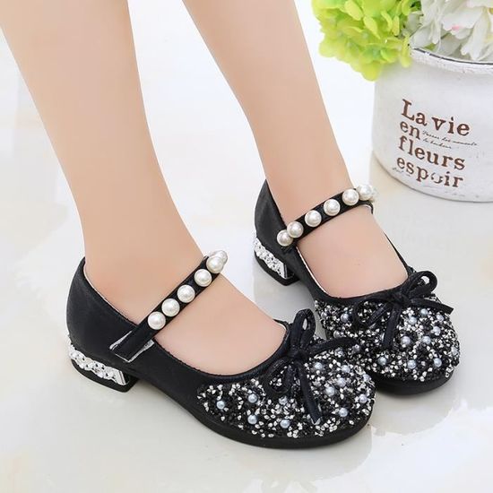 Ballerines a Talon Enfant Fille Marque Modele Noir Chaussures de Princesse Noir Cdiscount Chaussures