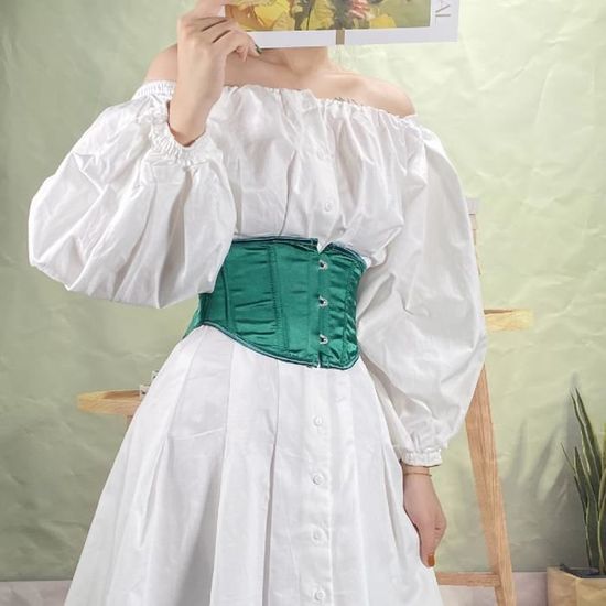 Corset En Coton Renforcé Naveed - Pour Réduction De Taille, Lacets Serrés, Baleines Acier - Sous La Poitrine