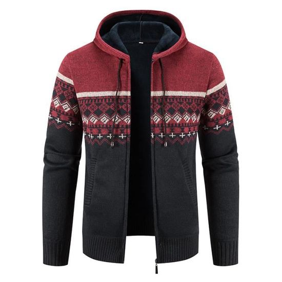 Cardigan Homme Shuanghao à Col Surélevé - Veste Polaire Doublée Décontractée Automne/hiver