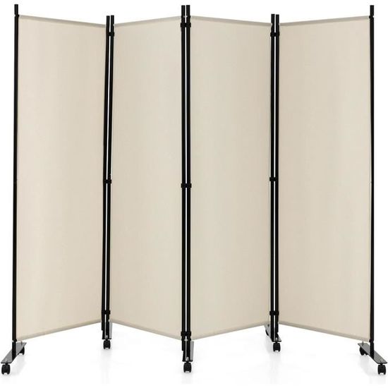 Paravent Intérieur 4 Panneaux Blanc Crème 280x180 Cm - Paravent Intérieur