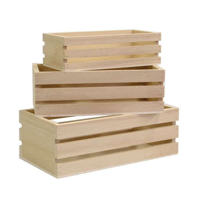 Ensemble de cagettes en bois 3 pièces - Artémio Marron