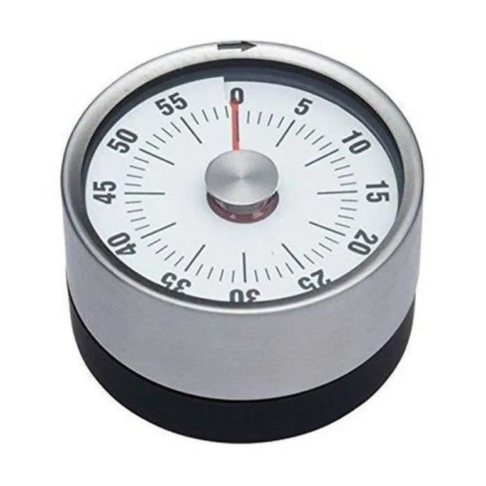 Minuteur Mécanique de Cuisine - INOX - Magnétique - Ø 8 X 3.2 cm