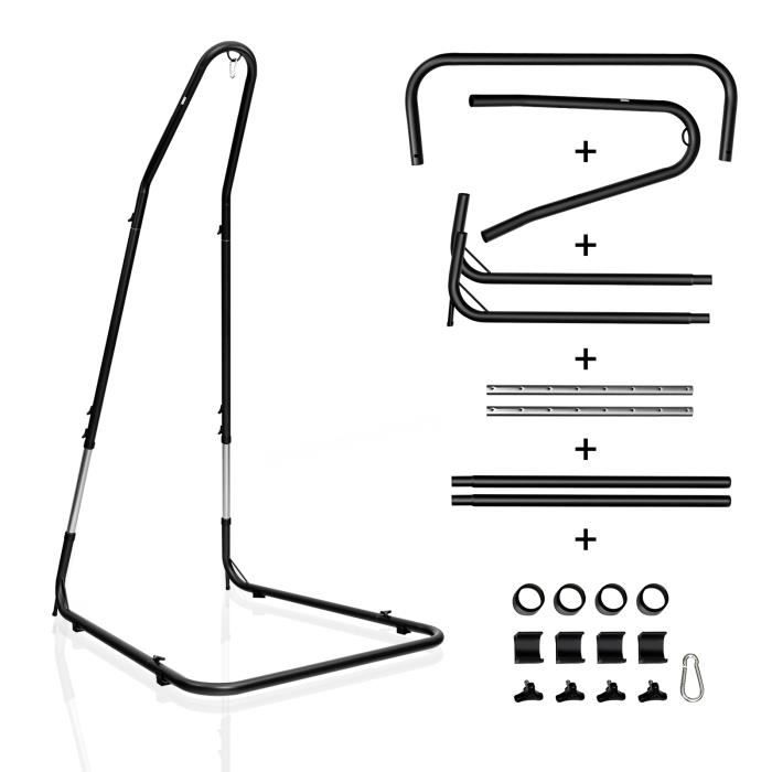 COSTWAY Support pour Fauteuil Suspendu Support de Hamac en Acier Charge Max. 150 KG Hauteur Réglable 200 - 250 CM Coloris Noir