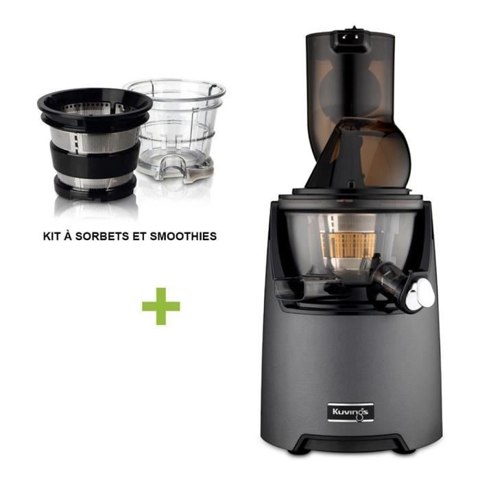 Pack promo Kuvings EVO 820 Gris Mat Anthracite + Kit à smoothies et sorbets - Extracteur De Jus Vertical