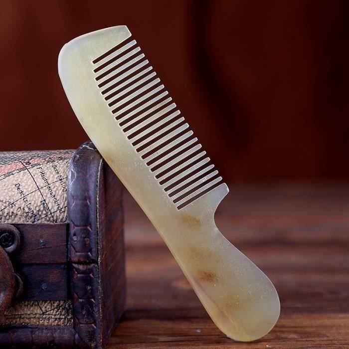 Peigne en corne de bœuf naturel peigne brosse de massage Soins des cheveux poignée petits brosse à cheveux cheveux raides portables