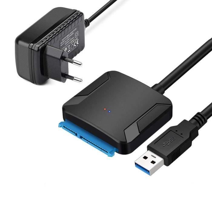 Adaptateur USB 3.0 vers SATA III,Super Speed USB 3.0 Disque Dur Adaptateur Câble pour 2.5 --3.5 - SSD-HDD avec Adaptateur Alimenta