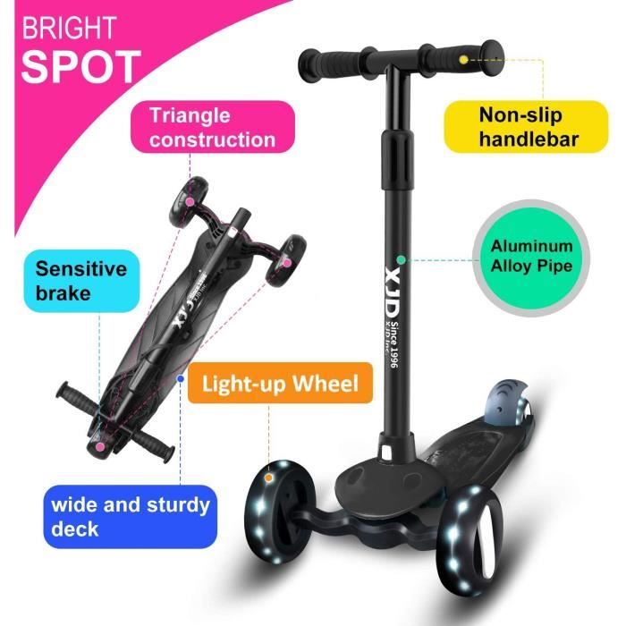 XJD Trottinette évolutive Enfant 3 Roues 2-8 Ans - Trottinette Garçons et Filles - T-Bar Ajustable - Roues Lumineuses (Bleu)