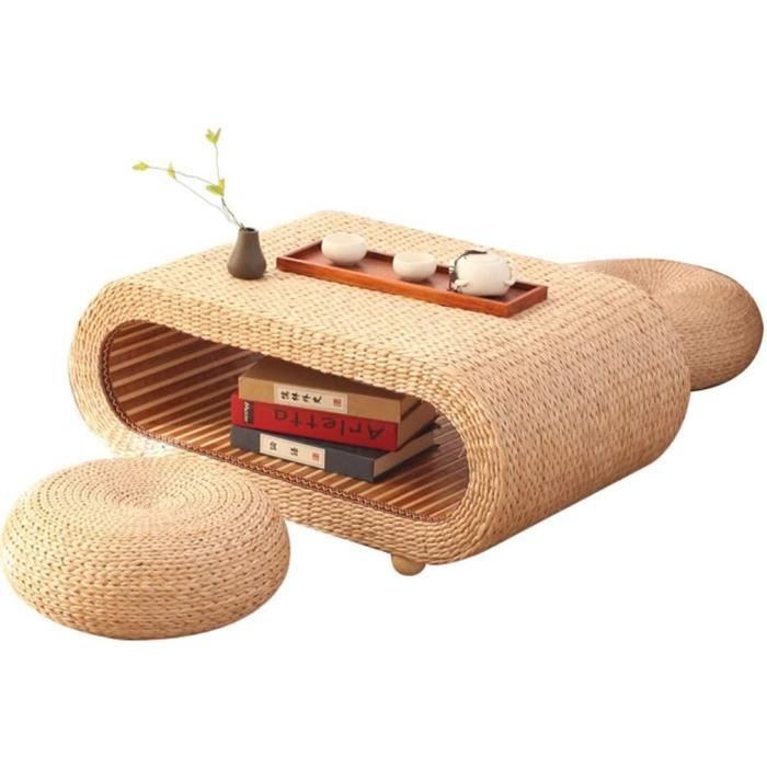 TABLE BASSE Basse Rotin Tatami Table Basse Bay Window Table Ovale en Bois Massif PlateForme en Rotin Bay Window Table Petite Ta534
