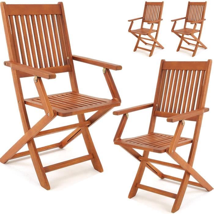 Set de 4 chaises de jardin pliantes -Sydney- en bois d'acacia certifié FSC® pour salon de jardin sydney accoudoirs extérieur pliable