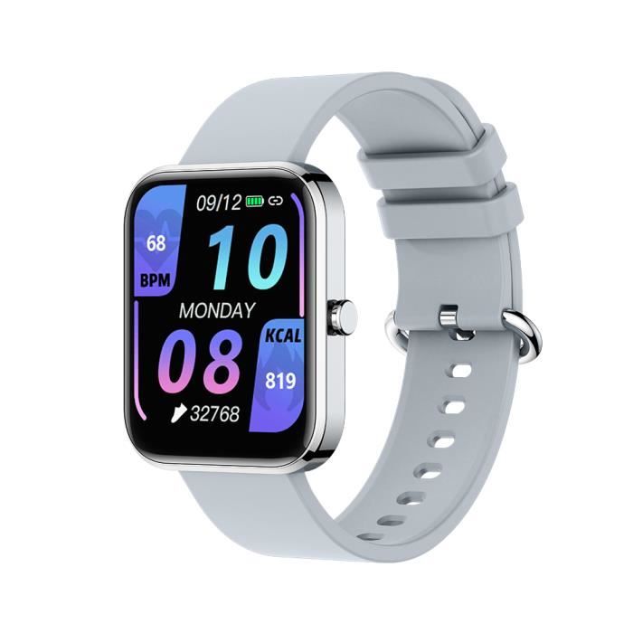 Montre connectée sport 1.7 pouces grand écran étanche intelligent homme femme -Gris