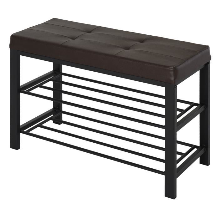 Banc Tabouret de Chaussures Capacité de 6 - 8 Paires de Chaussures 2 Étagères 80 x 31 x 49 cm Chocolat 80x31x49cm Marron