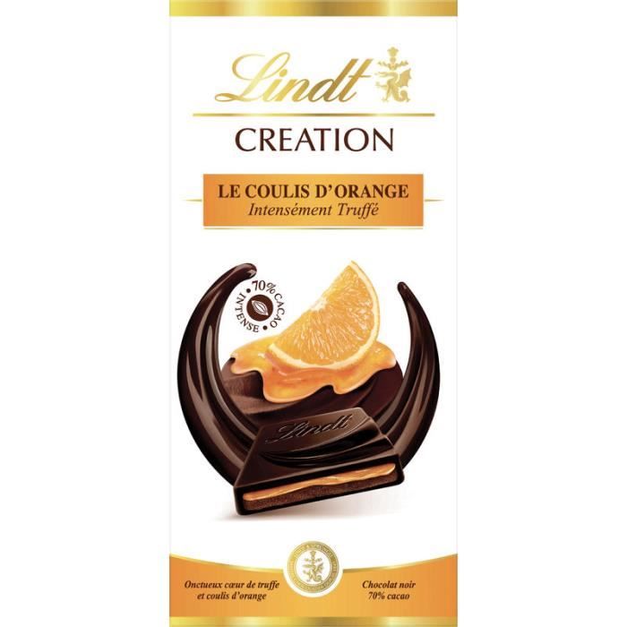 CREATION LINDT Chocolat noir coulis orange - 150 g
