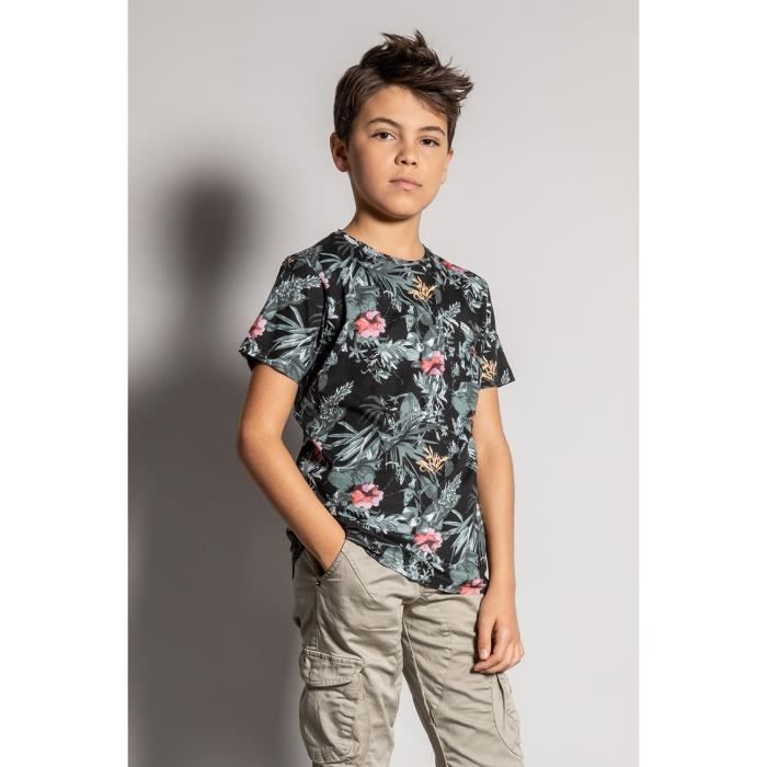 DEELUXE T-shirt à motif floral AMAZONIA Black