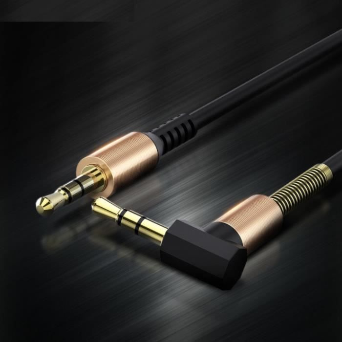 Cable Jack/Jack Accordéon pour Smartphone Voiture Musique Audio Double Jack Male 3.5 mm Universel O