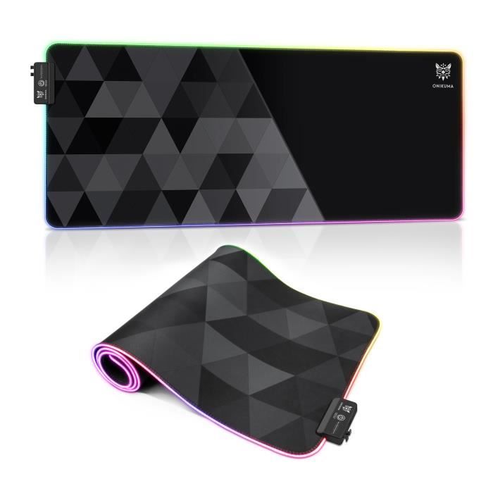ONIKUMA RGB Tapis de Souris Gaming - Grand Tapis de Souris 800x300mm, 12 Modes LED Lumineuse Tapis de Souris