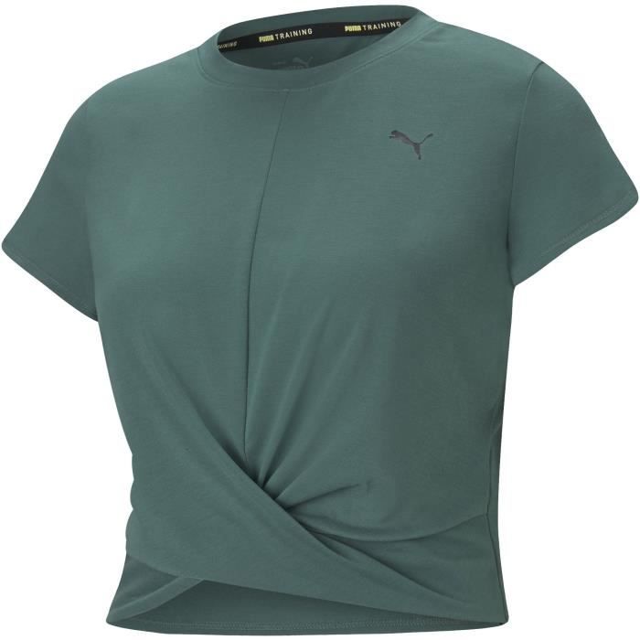 PUMA - T-shirt fitness Train Twisted - crop top - technologie Drycell - vert - Femme