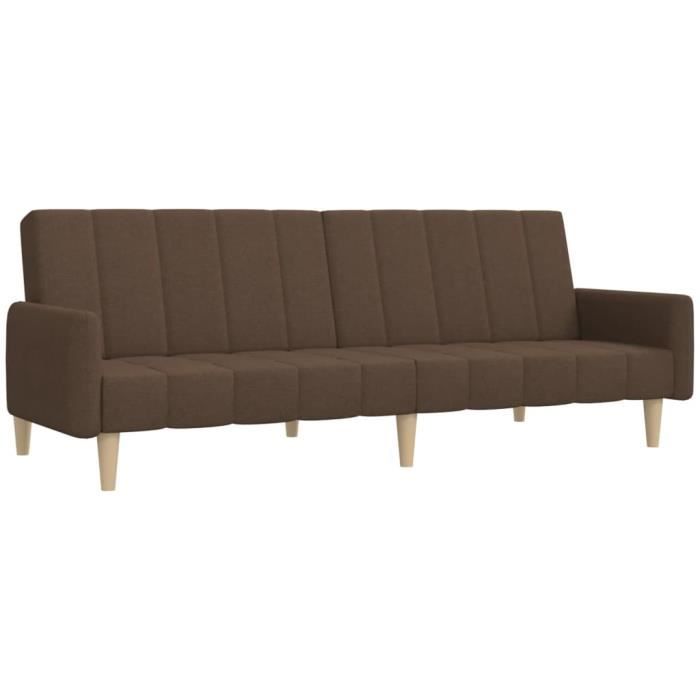 Canapé droit 2 places Marron Tissu Pas cher