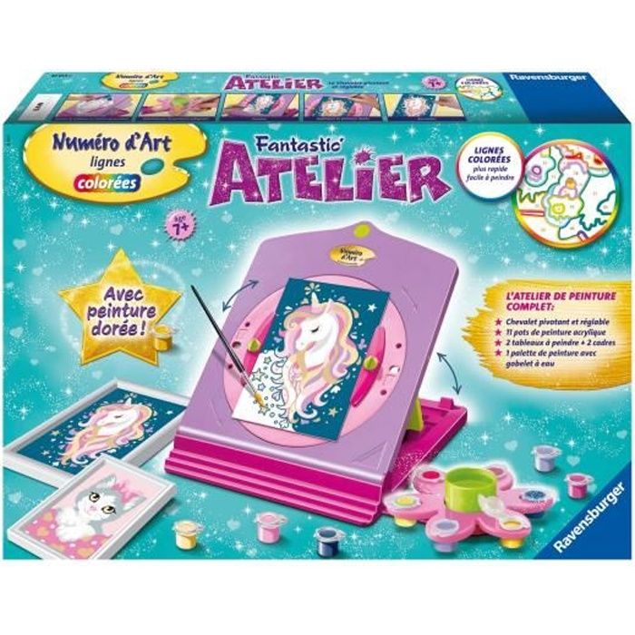 Fantastic' Atelier Numéro d'Art - Ravensburger - Coffret complet Peinture au numéro avec chevalet réglable - Dès 7 ans