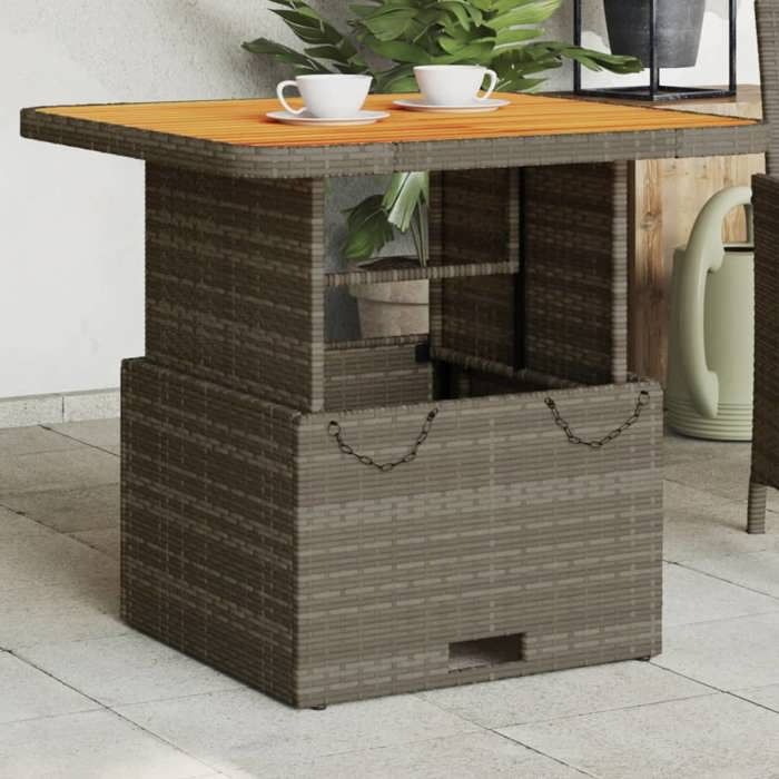 vidaXL Table de jardin 80x80x71 cm Résine tressée - vue 2