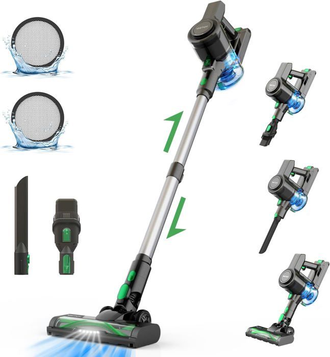 SINCHEREU Aspirateur sans fil,30KPa/45Mins/1.2L Aspirateur sans fil,6 en 1 Aspirateur sans fil avec station de charge murale,Plus léger,Batterie amovible,pour petits appartements SINCHEREU Aspirateur sans fil,30KPa/45Mins/1.2L Aspirateur sans fil,6 en 1 Aspirateur sans fil avec station de charge murale,Plus léger,Batterie amovible,pour petits appartements