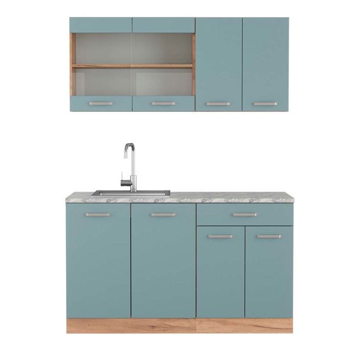 Cuisine R-Line 140cm PT Marbre Bleu-gris/Chêne de force doré Vicco 43313 Cuisine R-Line 140cm PT Marbre Bleu-gris/Chêne de force doré Vicco 43313