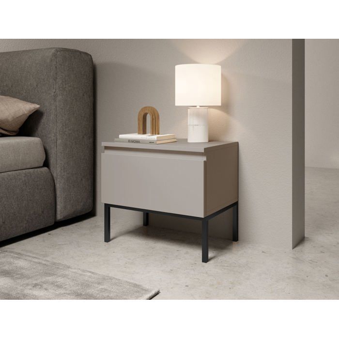 Table de chevet - BEMMI - taupe (gris-beige)