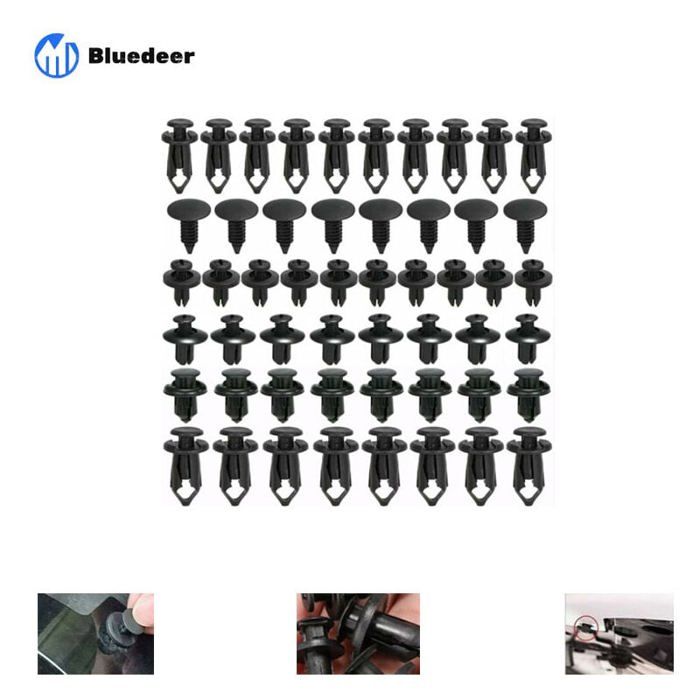 100 Clips Plastique Pour Voiture - Diamètre 10mm - Fixation Panneaux Portière, Pare-chocs - Nylon Résistant