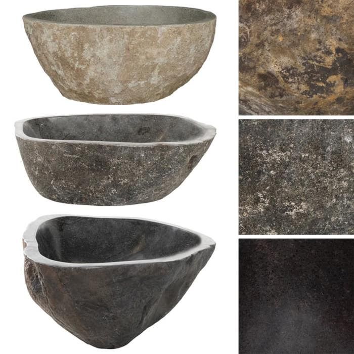 Lavabo - CLOUD - Vasque en pierre de rivière Ovale (37-46)x(29-36) cm L72