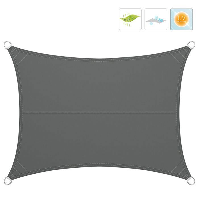 Voile D'ombrage LARMNEE 4x6m - Protection UV 93% - Résistant à La Pluie Et Vent - Gris Clair - Pour Jardin, Terrasse