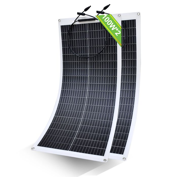 Topunive Panneau Solaire Flexible, 200 W, Panneau Solaire Flexible Monocristallin, 200 Watts, Pour Batteries 12 V 24 V, Caravane, Camping-car, Bateau, Yacht, Marine, Camping-car