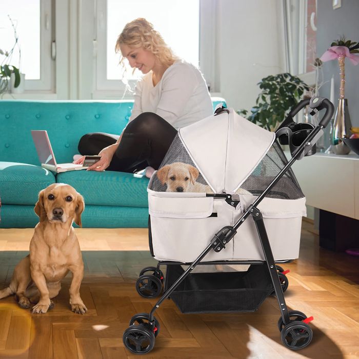 Comparer les prix de SUPFINE Poussette Chien 3-en-1, Poussette pour Chat Pliable, Panier de Rangement, Roues Résistant à l'Usure à 360 degrés