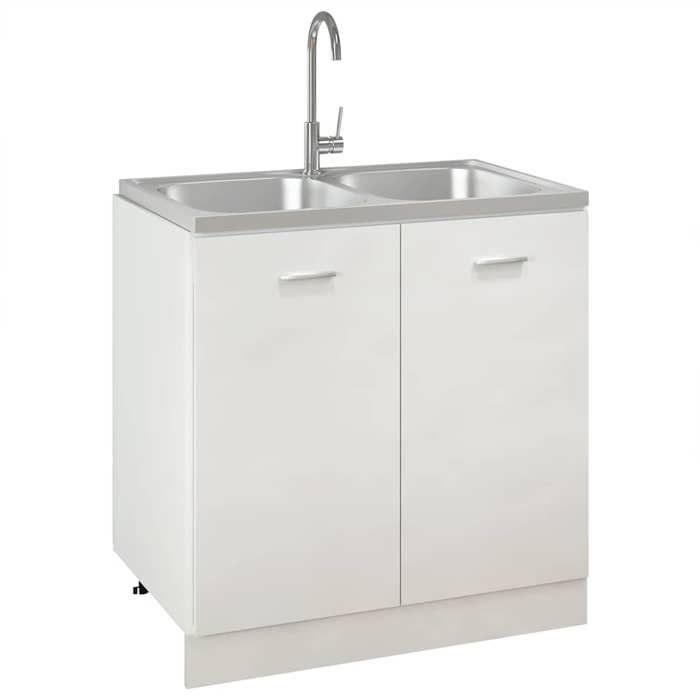 Bon plan Évier de cuisine - JILI HOT - Lavabo Installation de Cuisine à double lavabo argenté 800x500x155 mm inox Thome6196165