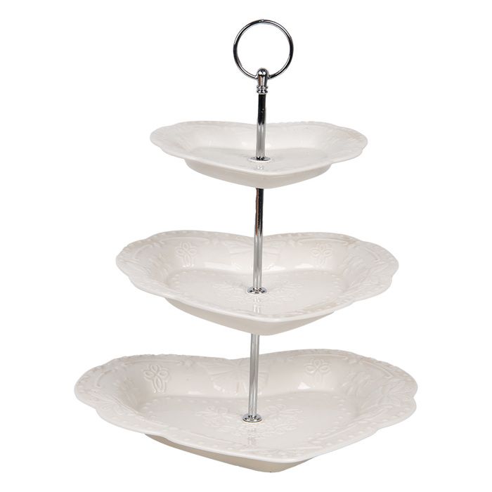 Étagère 3 étages Ø 26x31 cm Blanc Céramique 6CE2048