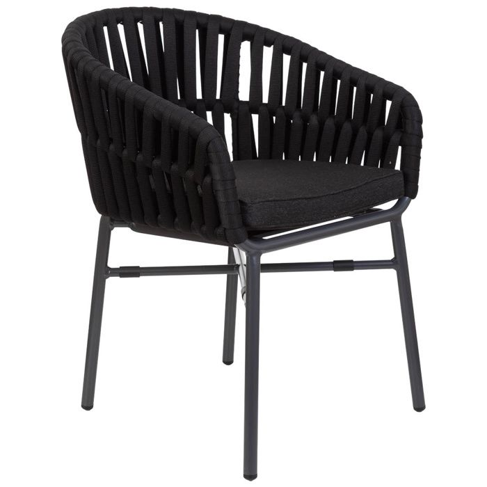 Chaise en aluminium avec corde noir 58x61x77