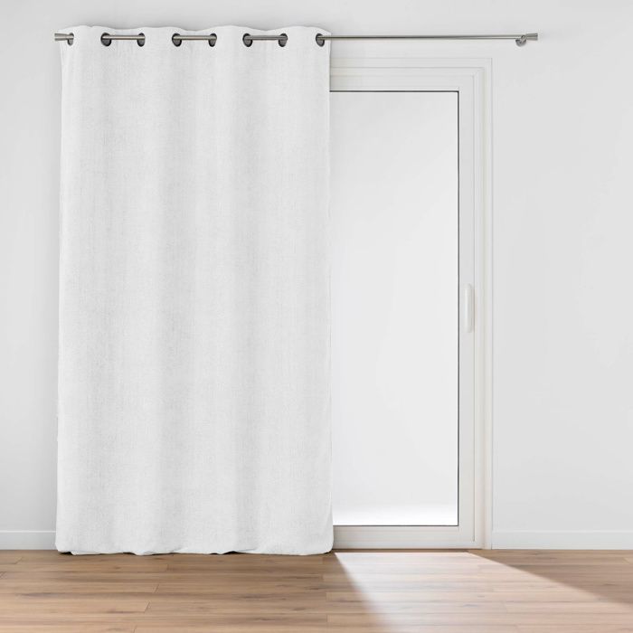 Rideau velours chenille Léo 140 x 260 cm - Blanc 8 œillets métalliques tamisant
