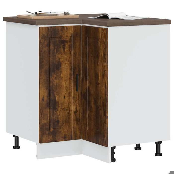 SALE ELEMENTS Cuisine - Armoire dangle de cuisine - Meuble Colonne Meuble Haut de cuisne Porto chêne fumé bois dingénierie
