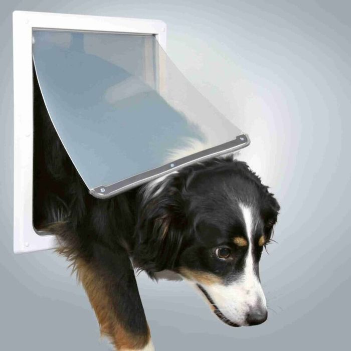 Comparer les prix de Chatière pour chiens 2 positions avec tunnel M-XL: 36 × 46 cm blanc YYV