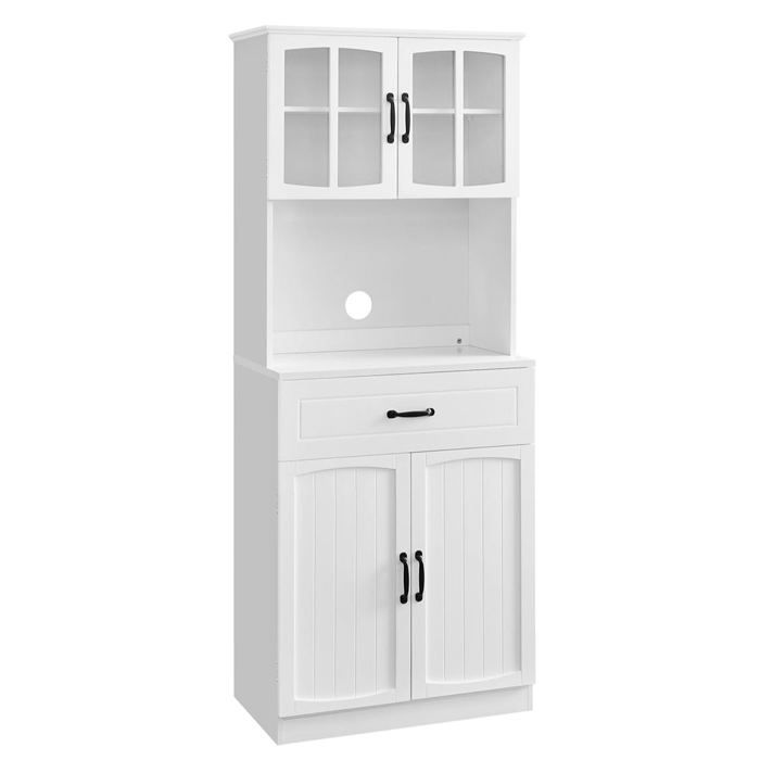 Meuble de cuisine - HELLOSHOP26 - Buffet haut - 41 5 x 73 x 179 8 cm - Blanc - 2 portes en verre Meuble de cuisine - HELLOSHOP26 - Buffet haut - 41 5 x 73 x 179 8 cm - Blanc - 2 portes en verre
