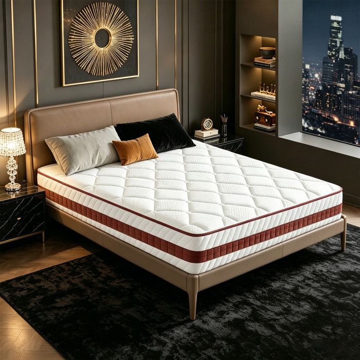 Matelas 90x190 cm Épaisseur 26cm Hybride Matelas Mousse à mémoire de forme et Ressort Indépendant Hypoallergénique H3 Mi-ferme