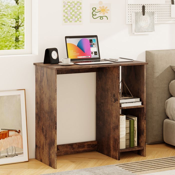 GIANTEX Bureau D'ordinateur Moderne Avec Support Pour écran, Tiroir Et étagères, Bureau D'ordinateur Avec Espace De Rangement, Noir