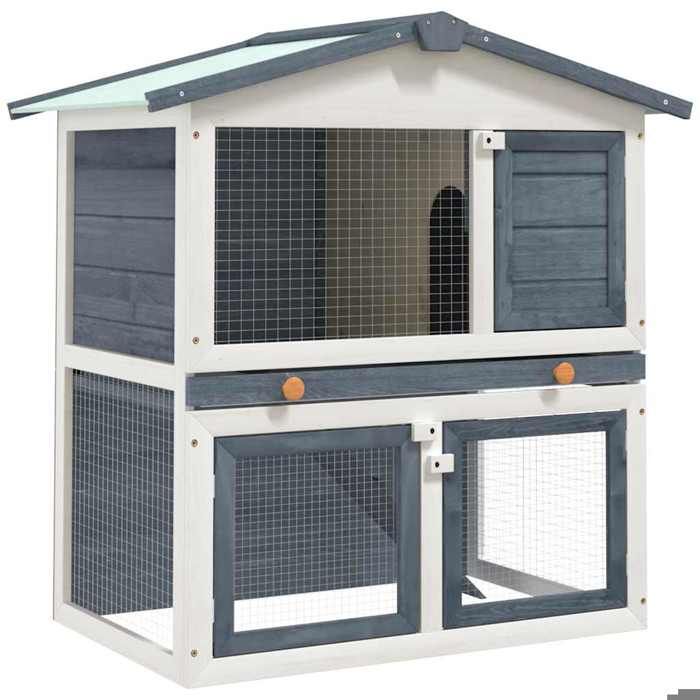 Clapier dextérieur - AKO - 3 portes - Gris et bla Clapier dextérieur 3 portes Gris - bois 51449