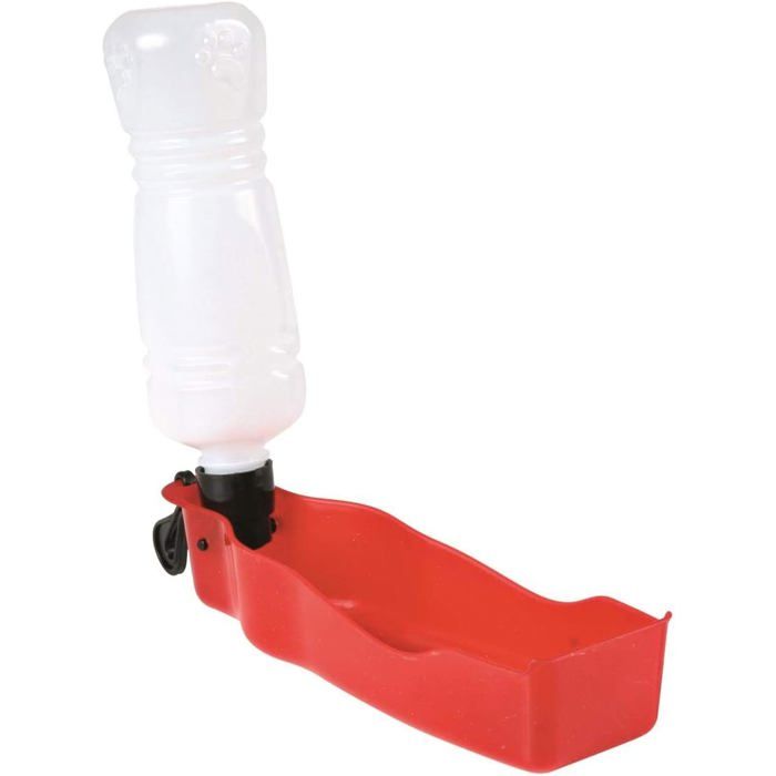Distributeur dEau pour Chien 500ML Gourde Portable avec Bol Pratique pour Promenade et Voyage Extérieur (Rouge)