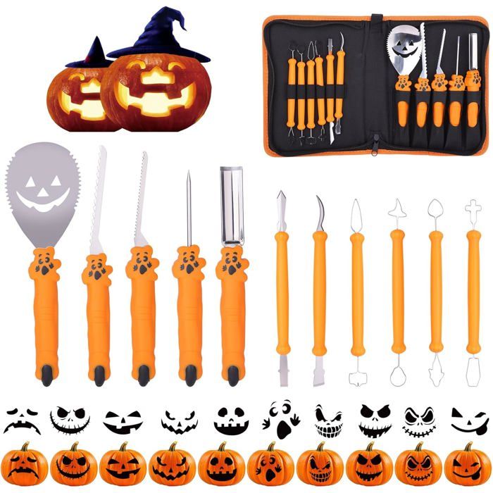 Kit de sculpture de citrouille d'Halloween 15 pièces, ensemble de sculpture professionnel robuste, couteau à découper les fruits, kit de citrouille | Leroy Merlin