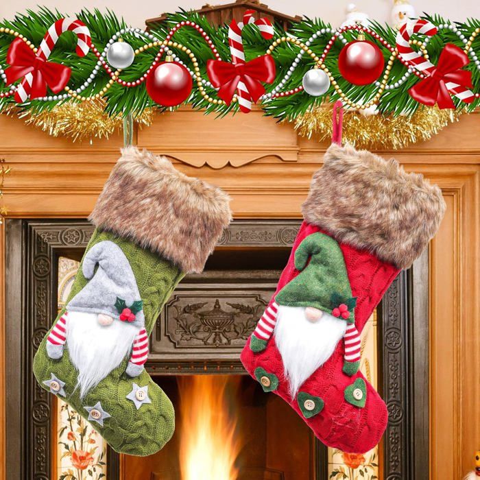 Lot De 3 Chaussettes De Noël Personnalisées Pour Enfants - Père Noël, Bonhomme De Neige, Renne - 23x16 Cm - Décoration Cheminée